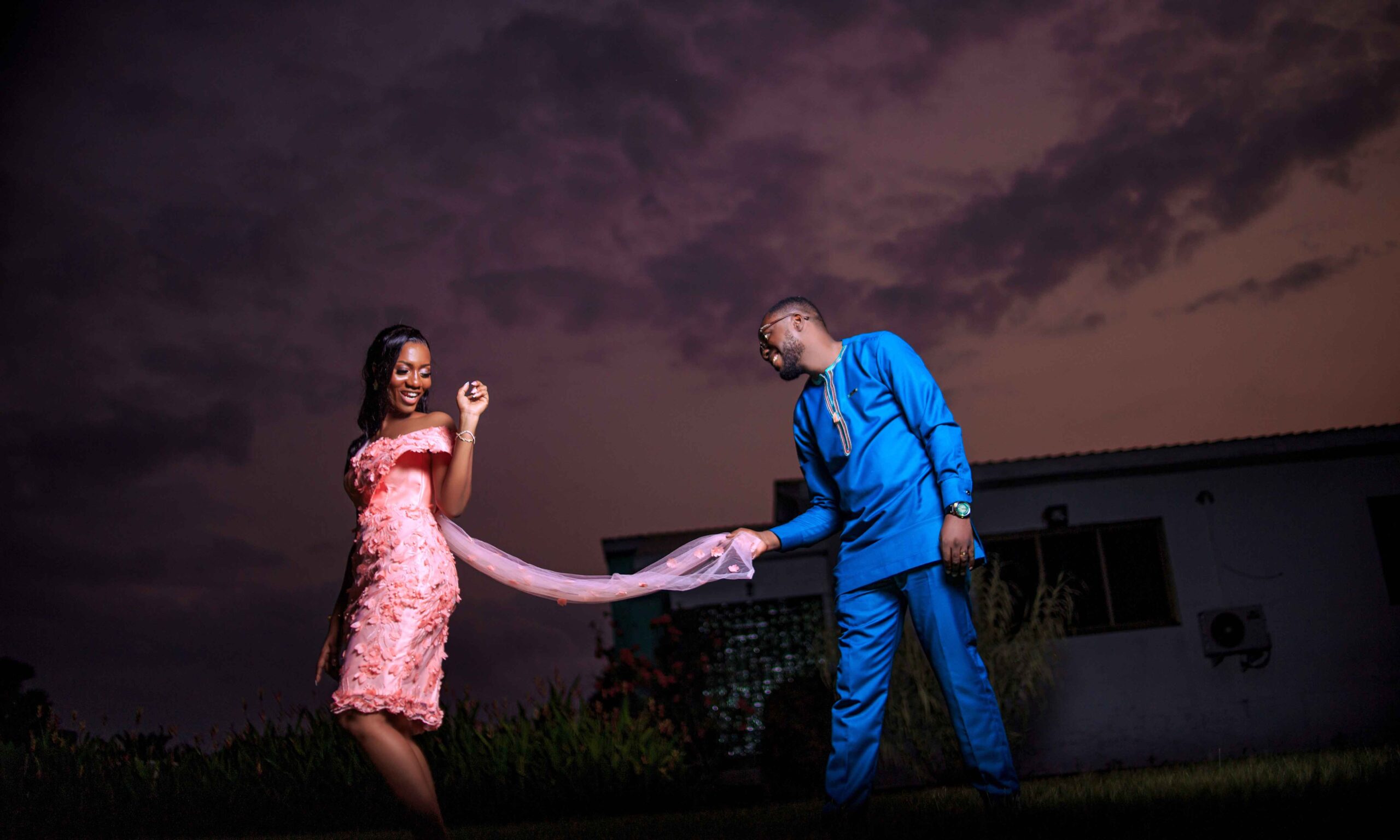 Bride and Groom sharing their first romantic moment together